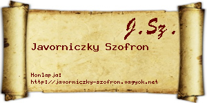 Javorniczky Szofron névjegykártya